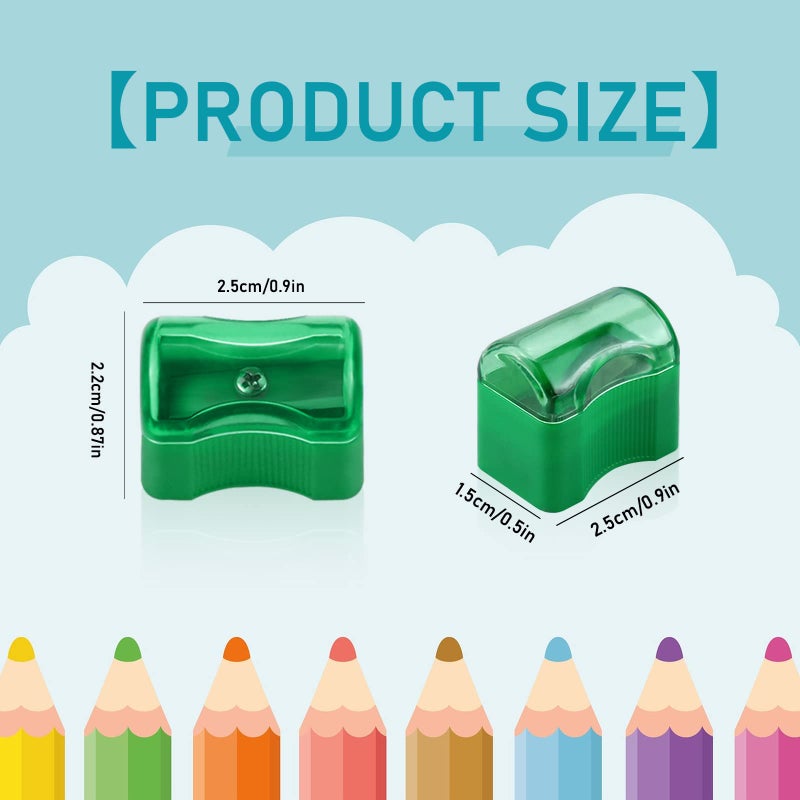 Faxco Coloured Plastic Pencil Sharpener - 96 PCS Kids Manual Sharpener with Cap - Mini Handheld with Lid - Image 2